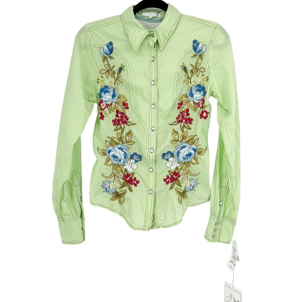 Johnny Was 3J Workshop Carolina Roses Shirt M NWT Embroidered Western Snap